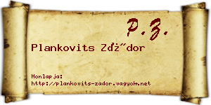 Plankovits Zádor névjegykártya